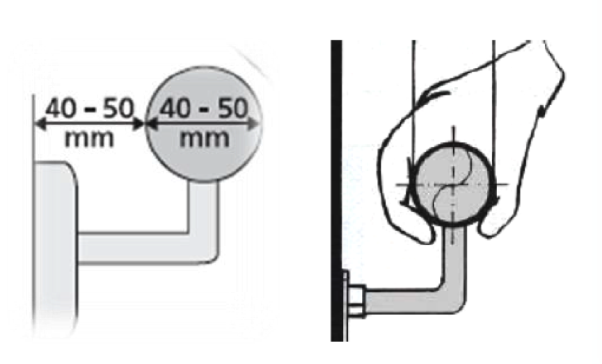 A sketch of the measurements of a handrail for best grip.