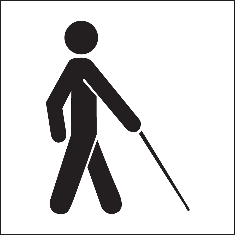 Sign of a person walking with a cane