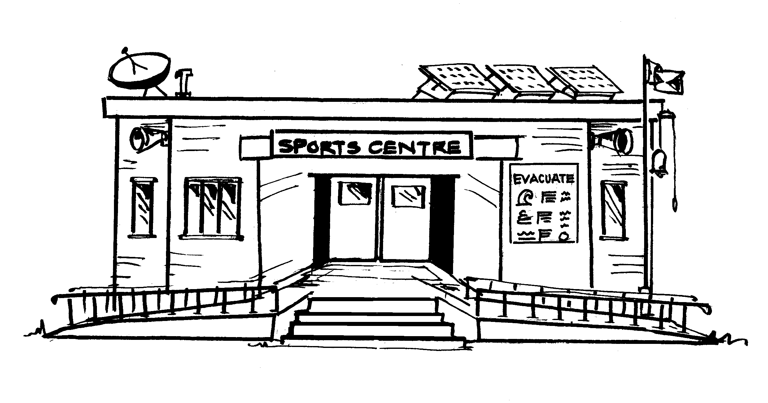 Accessible school with ramps, clear and simple signage and different mean to communicate with studens like speakers and posters