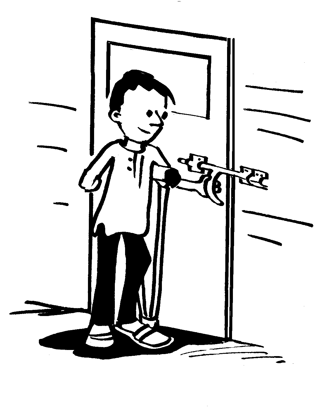 A lock which closes with a long handle easy to grip