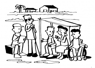 Focus group discussion with persons with disability to collect information about the needs in the area affected by a disaster